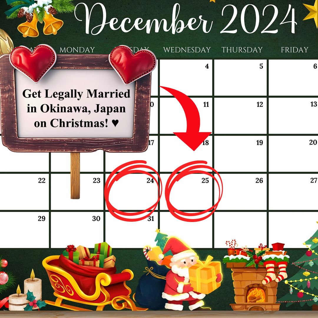 Get Married on Christmas Eve or Christmas Day in Okinawa, Japan 2024