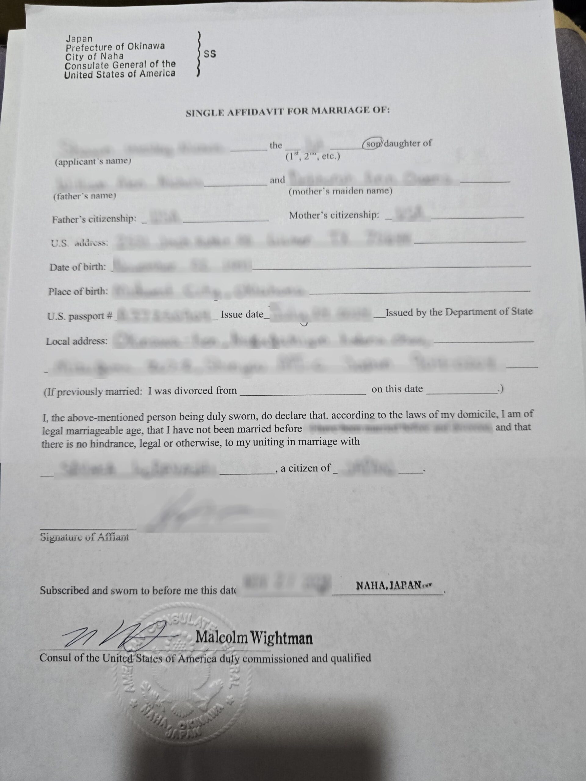 Affidavit of Competency to Marry: A Guide for US Citizens in Okinawa